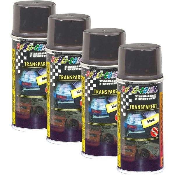 Set 4 Buc Spray Vopsea Dupli-Color Negru Transparent Stopuri Faruri 150ML 430213